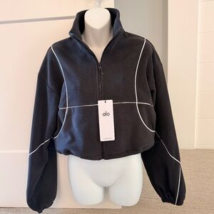 ALO Cutie Crop Fleece Basketball Vibe Cinch Waist Hoodie Sz M NWT